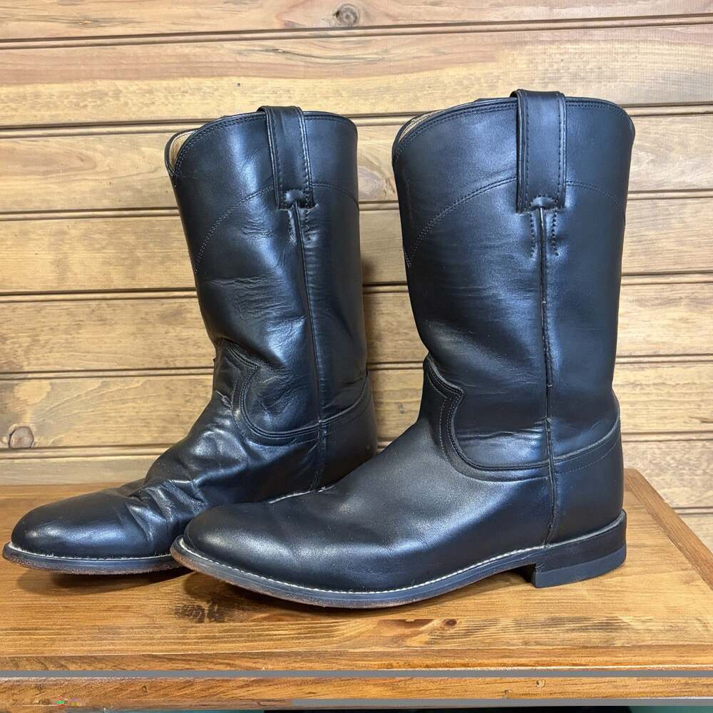 Justin Black Leather Women’s Classic Roper Boots Size 7.5B L3703 Western Rodeo